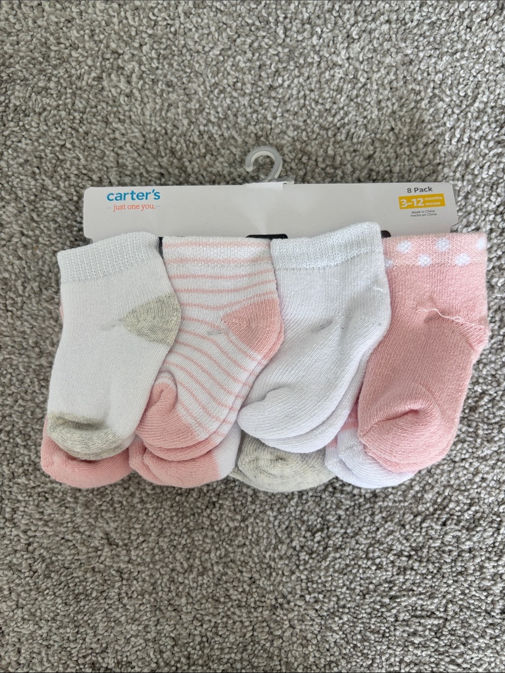 Carter's Pink & White Baby Sock Pack - 8 Pairs